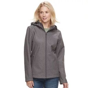 ZeroXposur Grey Tammi Hooded Soft Shell Jacket Deep Orchid Cork Medium